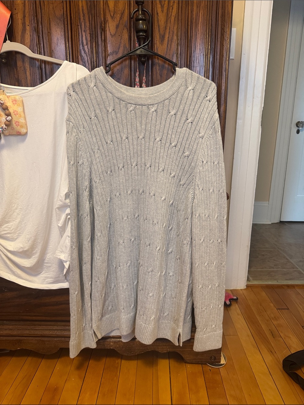Light Gray Knit Crewneck Sweater Top